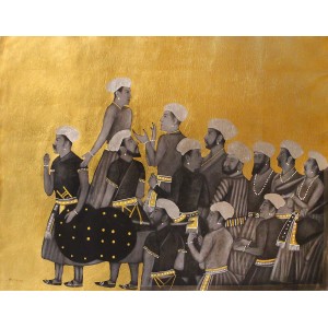 Shamsuddin Tanwri, 21 x 29 Inch, Graphite Gold and Silver Leaf on Paper, Figurative Painting, AC-SUT-033